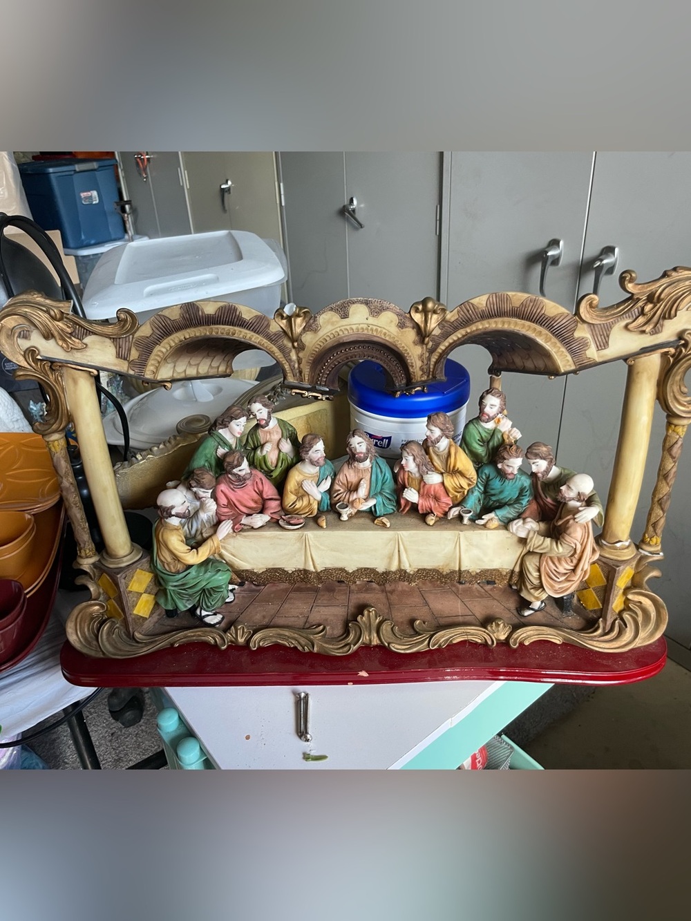 Rare Artisan Bone Resin 20x13x4" Last Supper Wall Hanging Imported Religious
